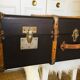 Wooden and leather suitcase