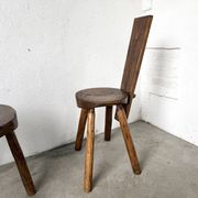 Trio de chaises d'alpage en pin massif, France, années 1950