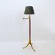 Library or reading floor lamp in brass and wood, mid-20th century.