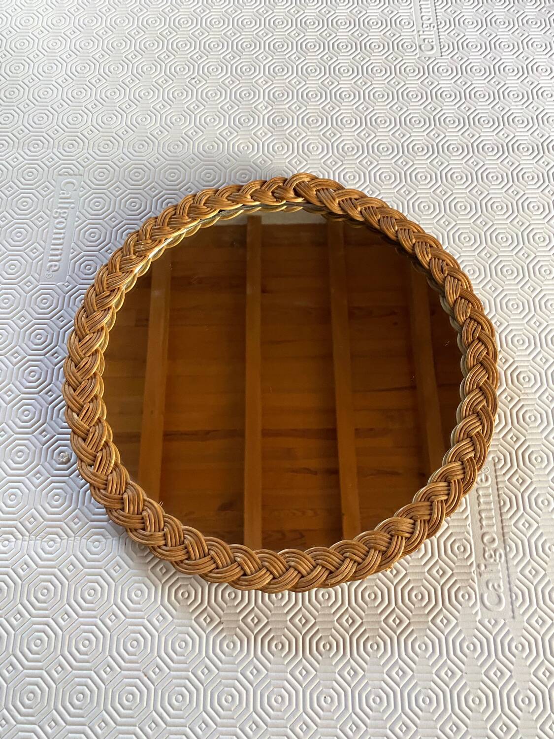 Old wicker rattan mirror 29cm