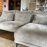 AmPm corner sofa in beige velvet