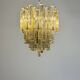 Venetian chandelier in colourless and gold Murano glass, Venini Triedi model, circa 1960.