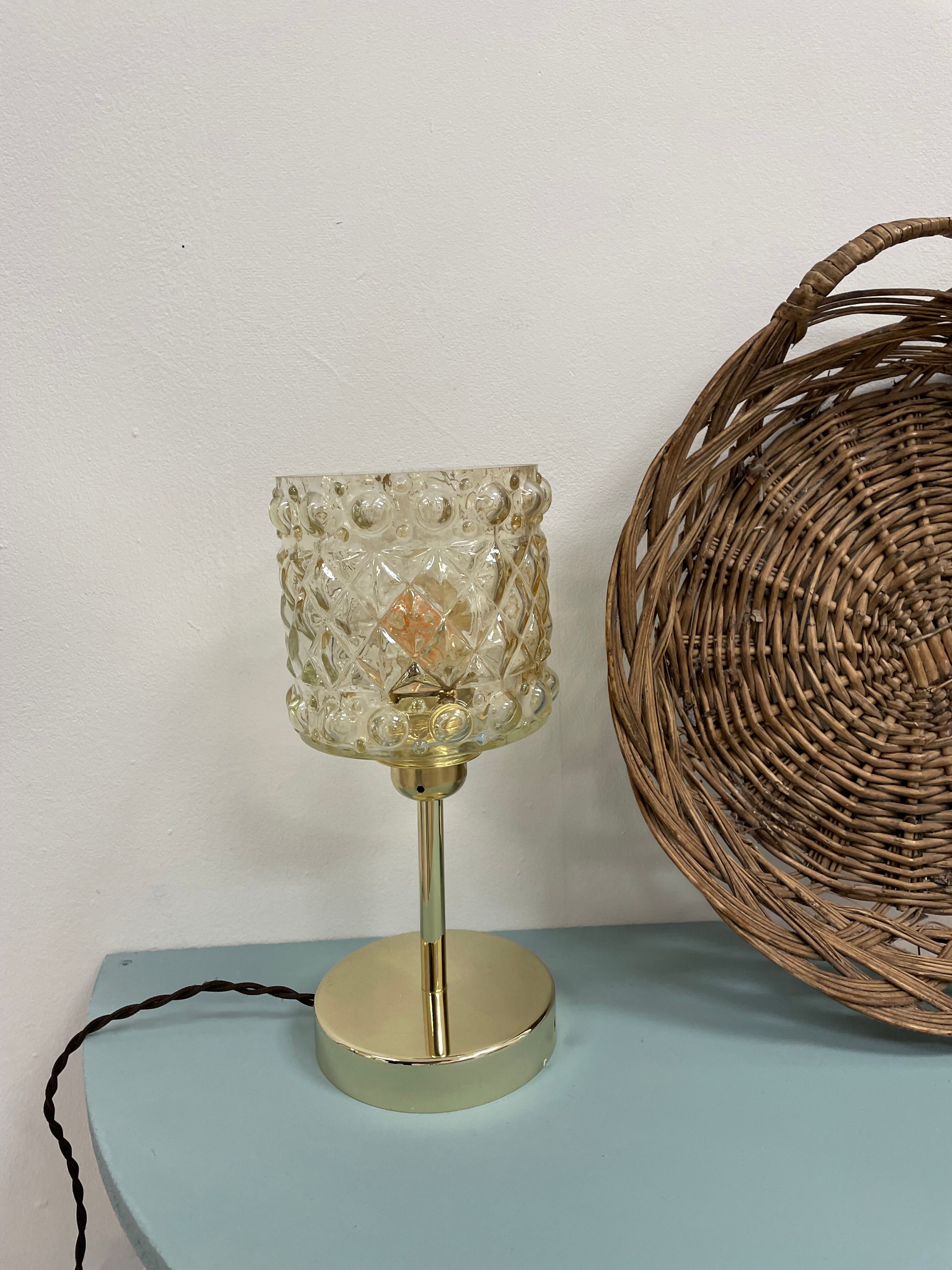 Table lamp - globe in amber glass