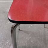 Extendable Table + 4 Chairs + 1 Stool - in Red Formica