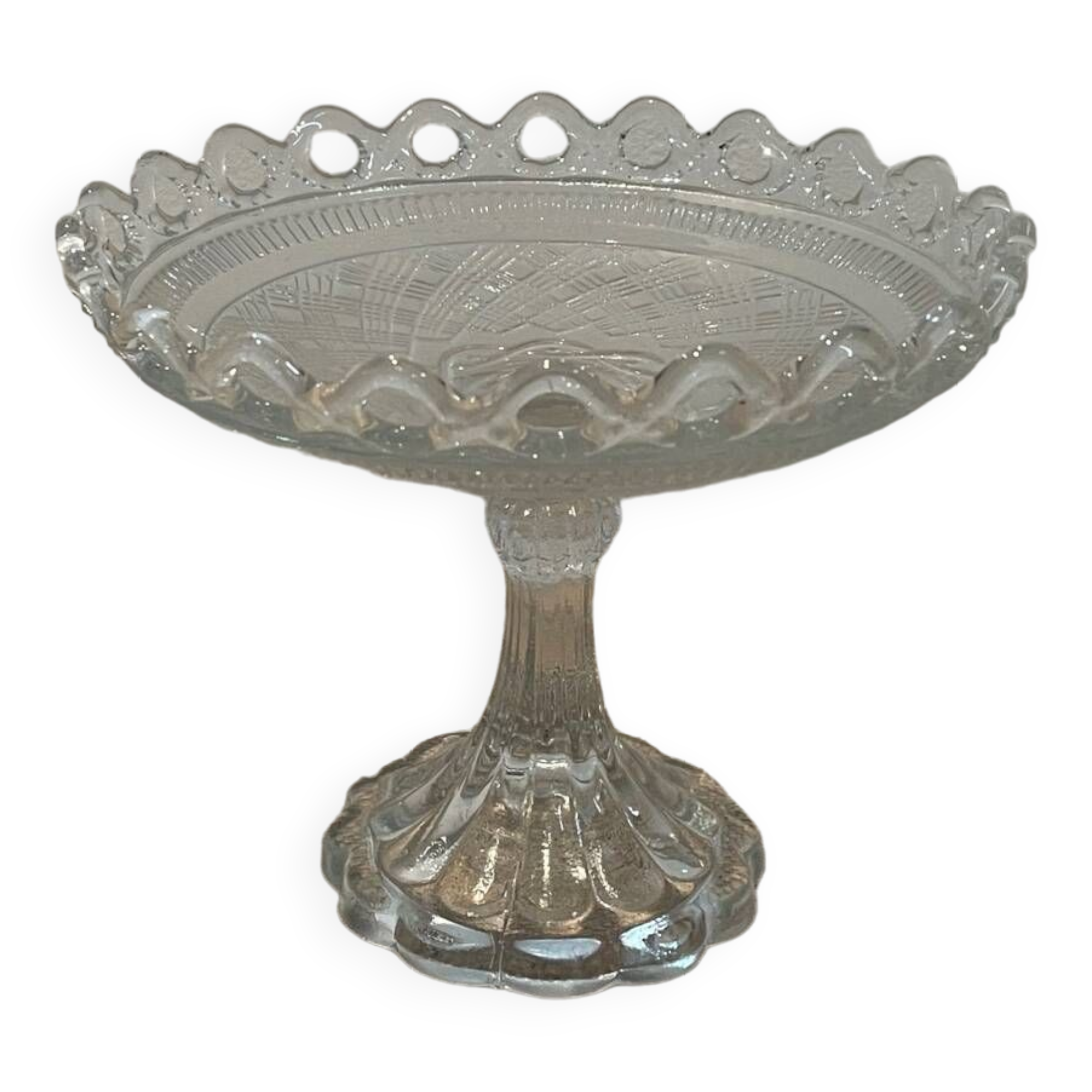 Molded glass pedestal bowl