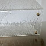 "Roche Bobois" magazine rack in lucite, plexiglass, altuglas and brass, 1970