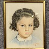 AG Stanek: Art Deco watercolor circa 1930, the little girl with blue eyes
