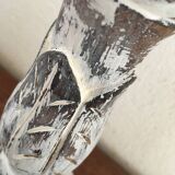 Large candlestick in white patinated wood.