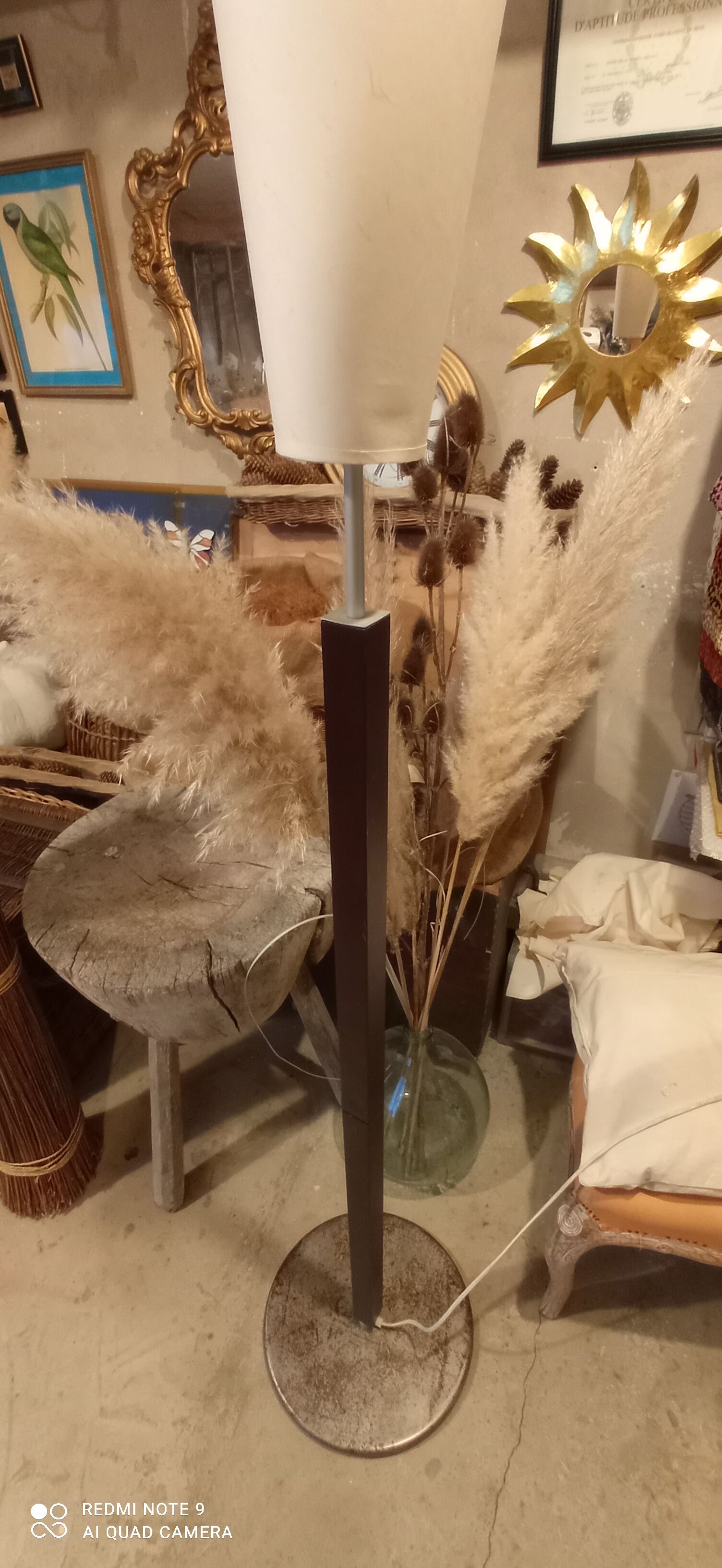 Wood and metal floor lamp