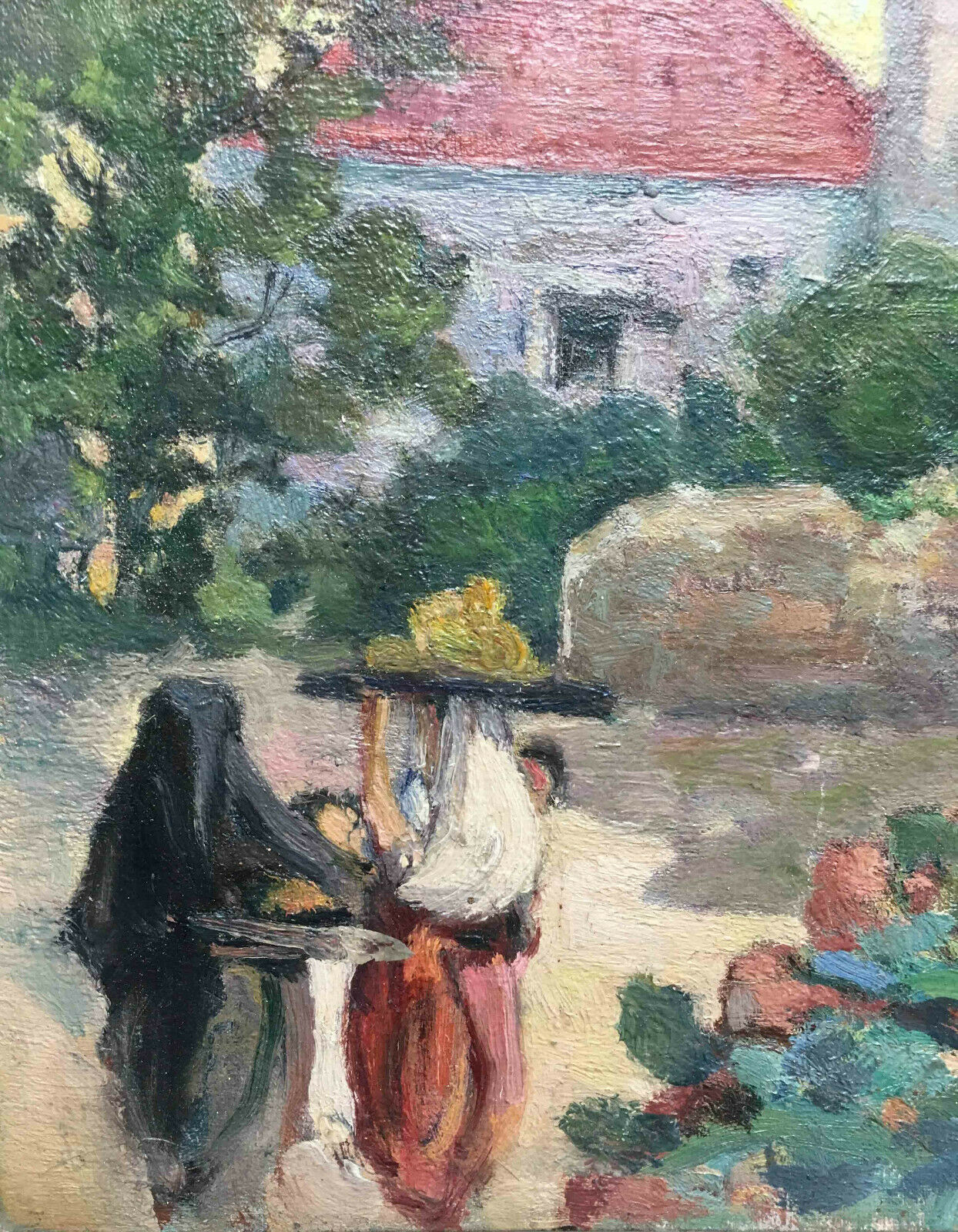 Tableau HSC Orientaliste "Femmes devant le Minaret" début XX° siècle