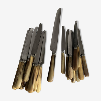 Set of 24 horn table knives