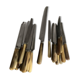 Set of 24 horn table knives