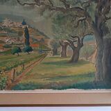 Large oil on canvas landscape of St Paul de Serre signed R. CAZ.