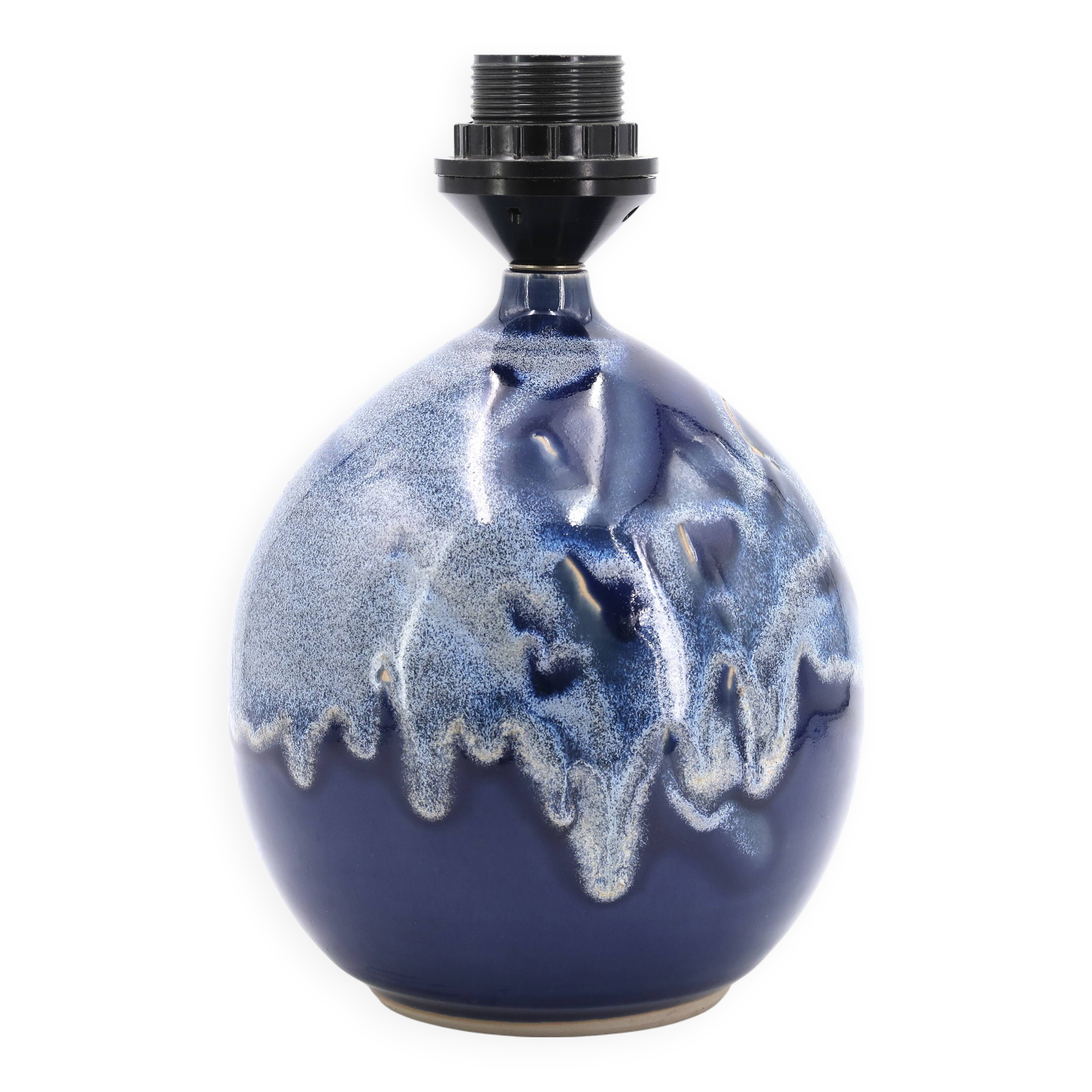 Lampe de potier en céramique fat lava bleu, années 70