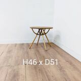 Side coffee table in wood and wicker