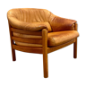 Scandinavian chair teak and leather design 1950