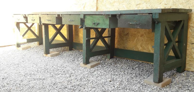 Établi industriel d'atelier 4m ancien