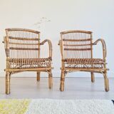 Pair of antique rattan armchairs