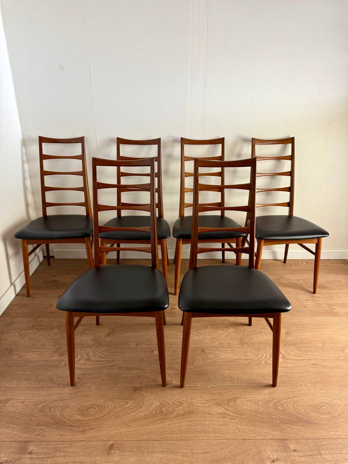 Set of 6 Scandinavian Teak Chairs by Niels Koefoeds, 1960s