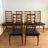 Set of 6 Scandinavian Teak Chairs by Niels Koefoeds, 1960s