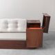 Canapé d'angle vintage avec compartiments de rangement et radio intégrée – design italien des années 1970
