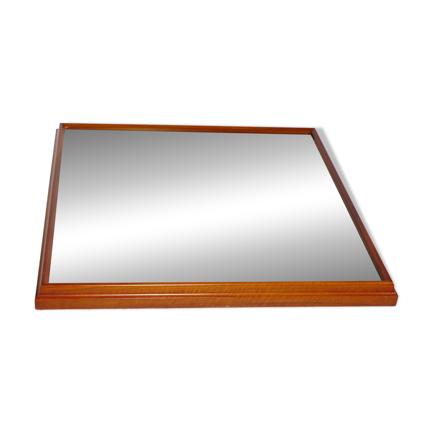 XL vintage cherry wood wall mirror with beveled edges, 1970s