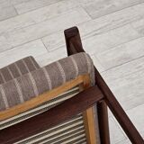 1970s, Danish highback armchair, furniture wool, teak wood, original.