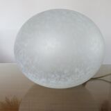 Italian pebble lamp in white speckled glass 80s