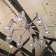 Large ceiling light/chandelier in chrome metal and blown bubble glass, 1970s.