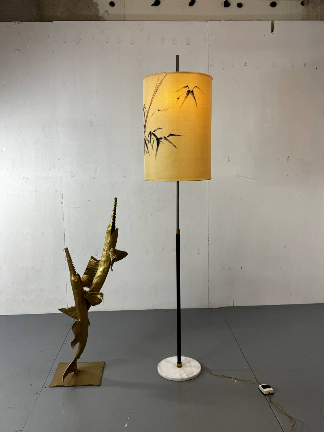 Mid-Century Modernist Italian Floor lamp with Marble Base, 1950s