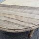 Round extendable dining table with flaps, stripped in raw oak, with 4 extensions.