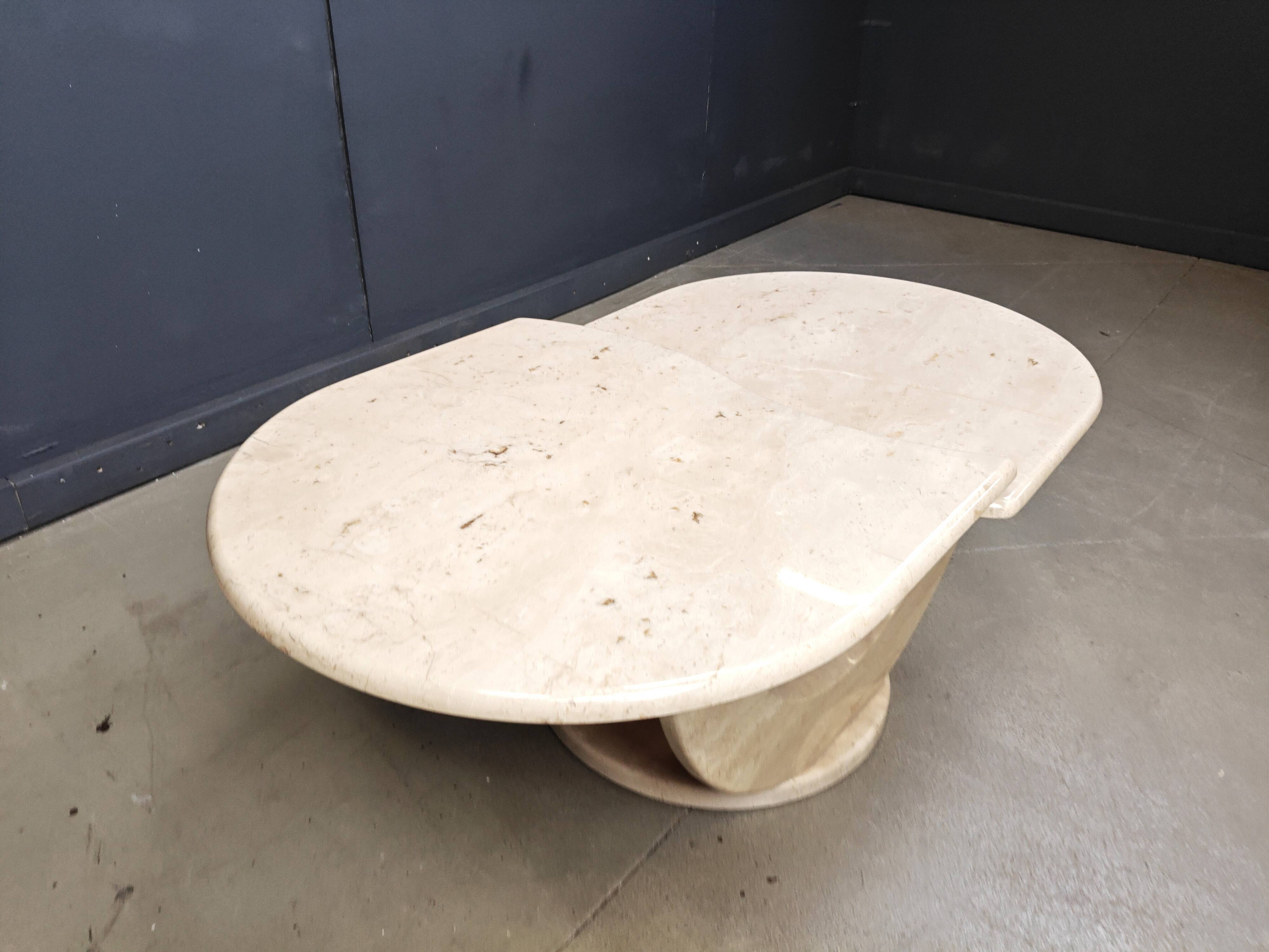 Vintage two tier travertine coffee table, 1970s