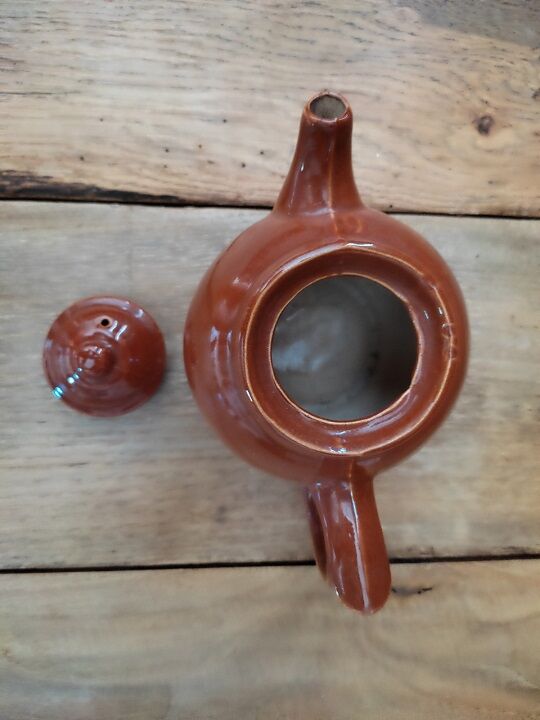 Vintage antique brown porcelain teapot