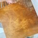 Old folding train table or wooden strapontin 1920 metal base