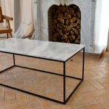 Rectangular coffee table in carrara white marble 120x60