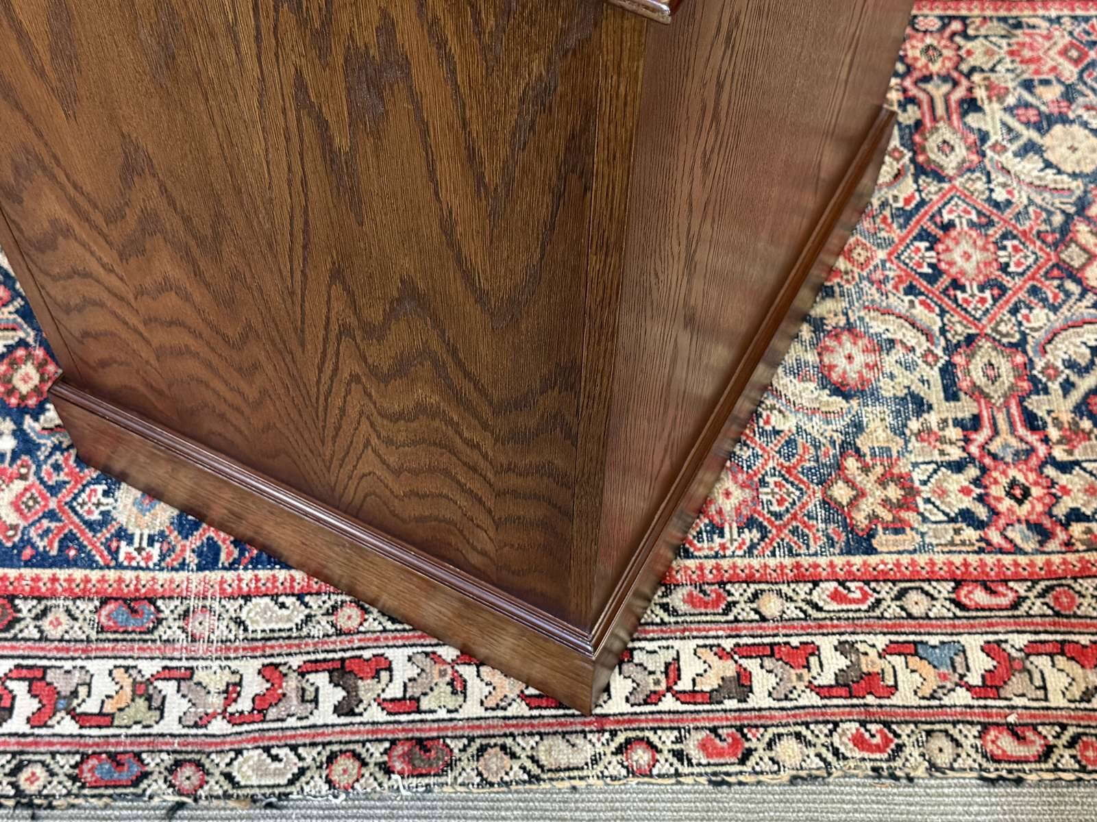 Office cabinet in oak with English leather top from the 1990s.
