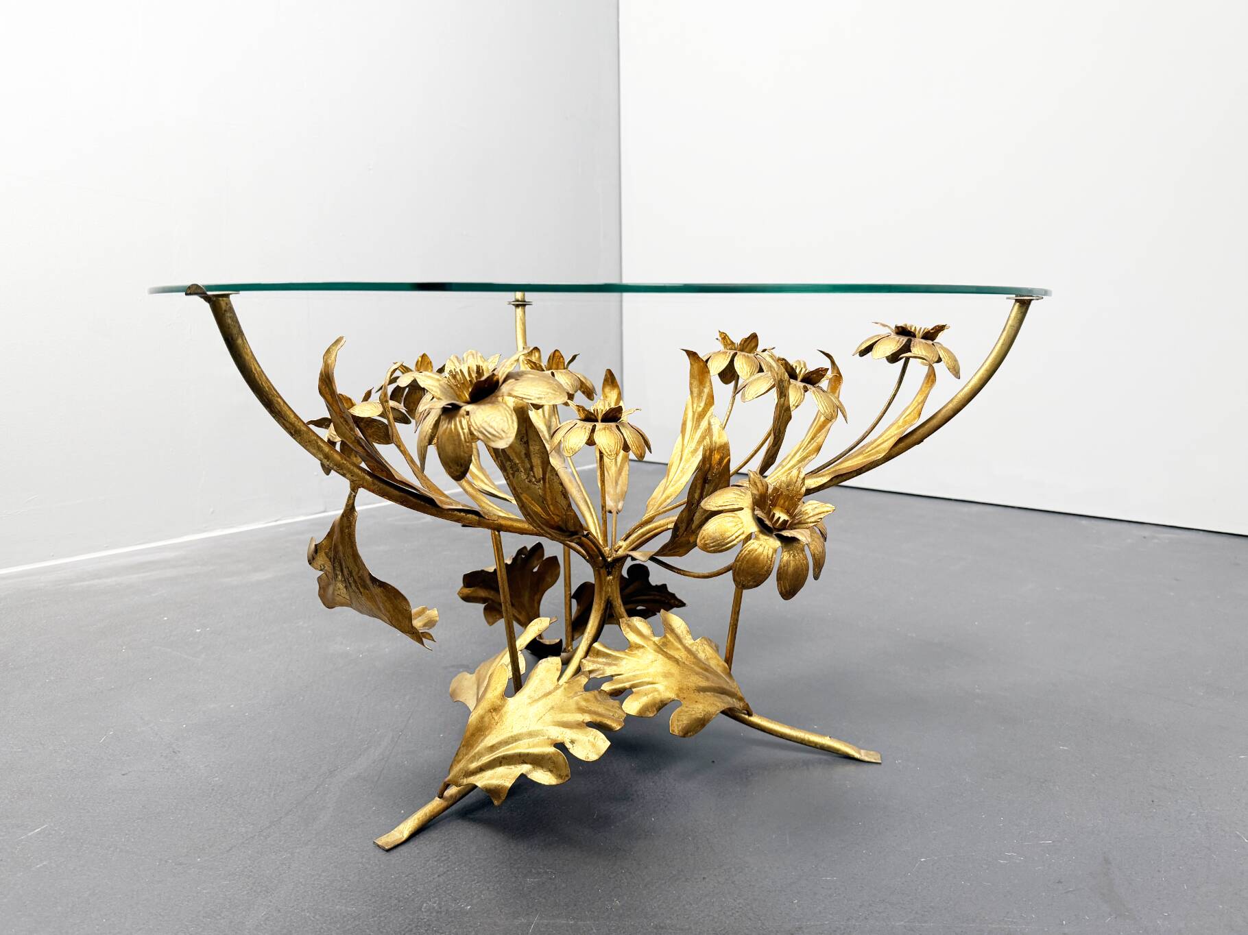 Coffee Table, Hollywood Regency Style, gold-plated Metal by Hans Kögl