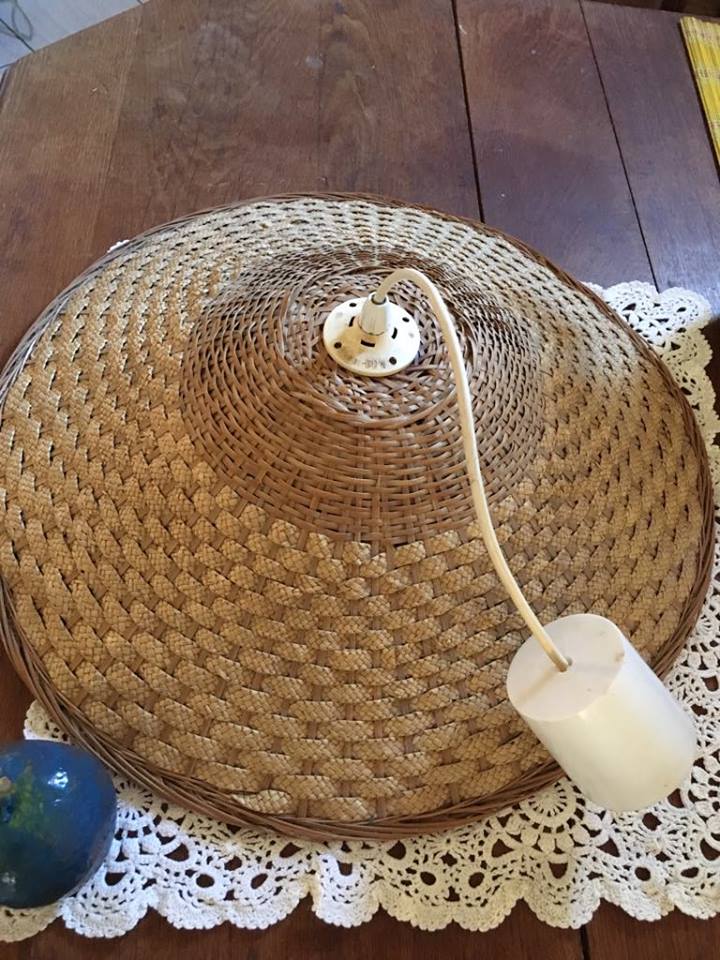 Hanging lamp Bohemian style wicker