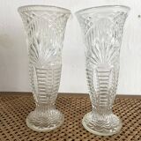 Paire de vases vintage en verre moulé