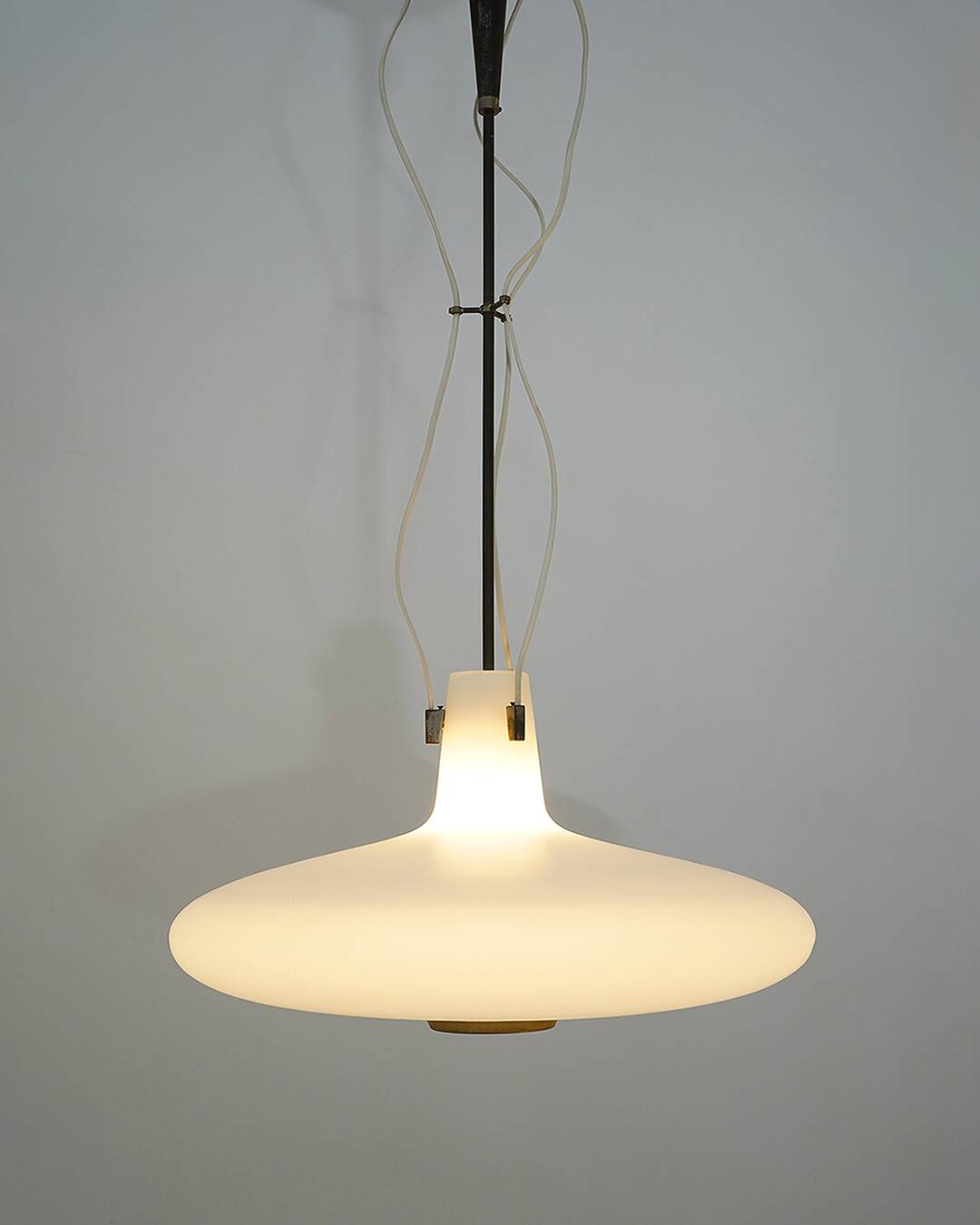 Glass and brass chandelier by Bruno Chiarini, 1950s