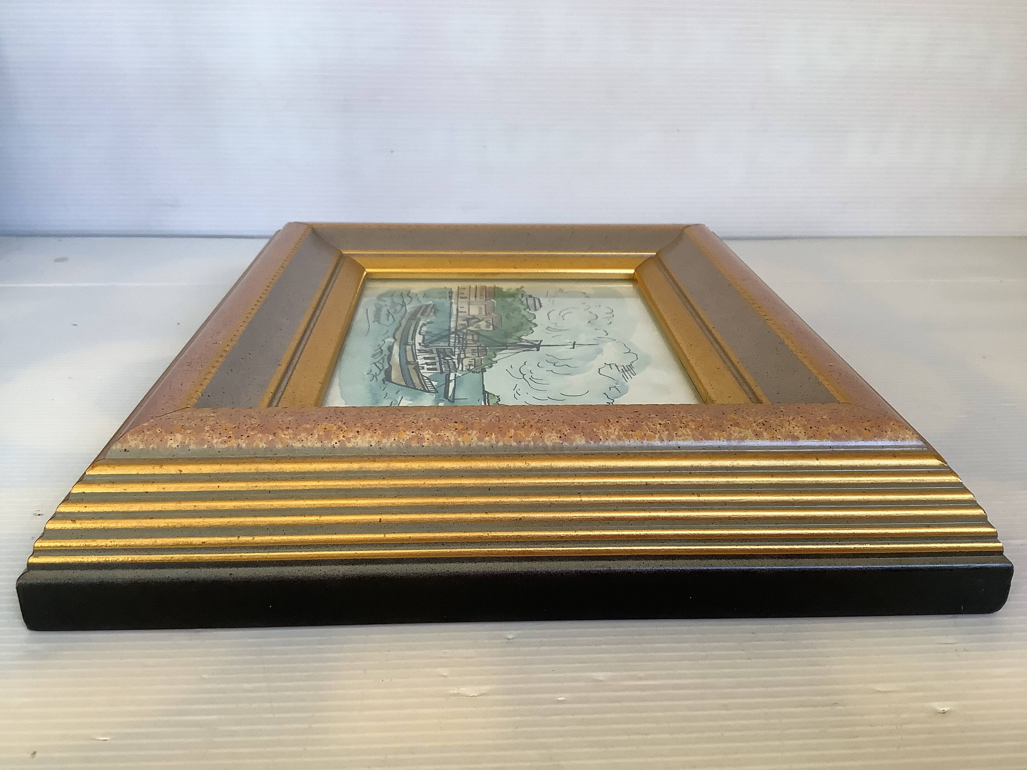 Watercolour painting signed boat marine