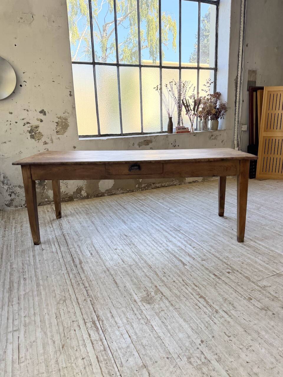 Pine and oak + walnut farmhouse table 1950