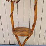 Rattan lamppost, 2 lights and tablet, vintage