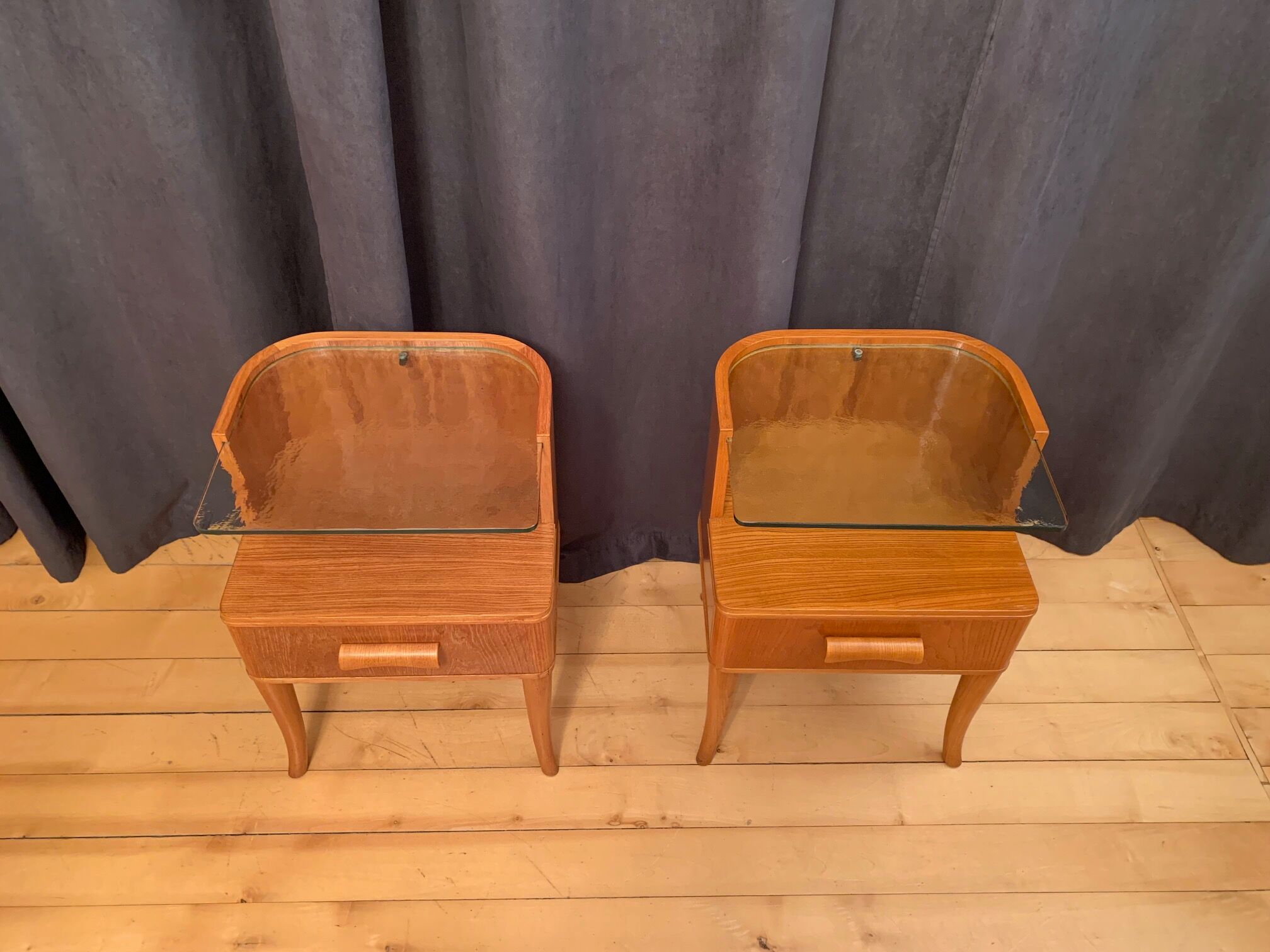 A pair of bedside tables by Axel Larsson, Bodafors, Sweden, 1940s.