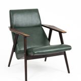Vintage armchairs with green leather upholstery, 1960s