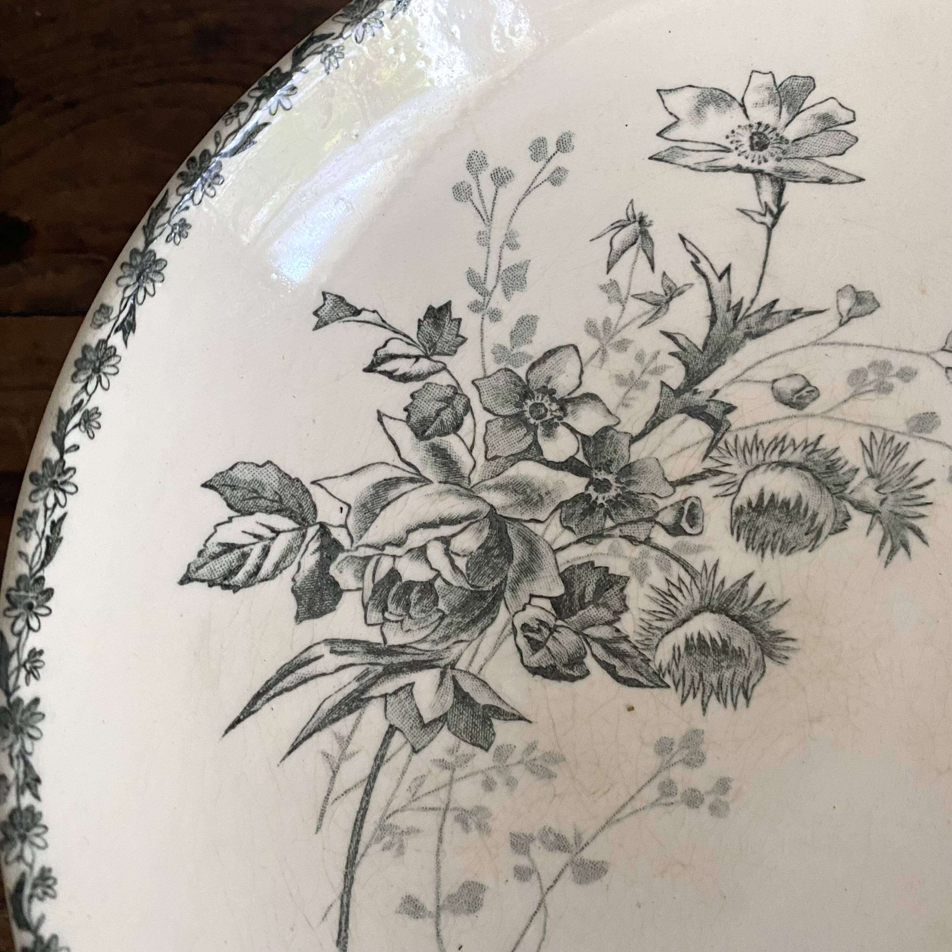 HB&Cie ironstone fruit bowl decorated with flowers, birds and butterflies