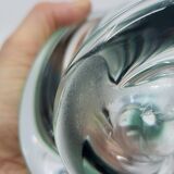 Vase vintage Val St Lambert en verre soufflé vert de forme ovoïde, Belgique