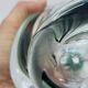 Vintage Val St Lambert green blown glass ovoid vase, Belgium