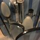 Lustre et applique en verre bleu