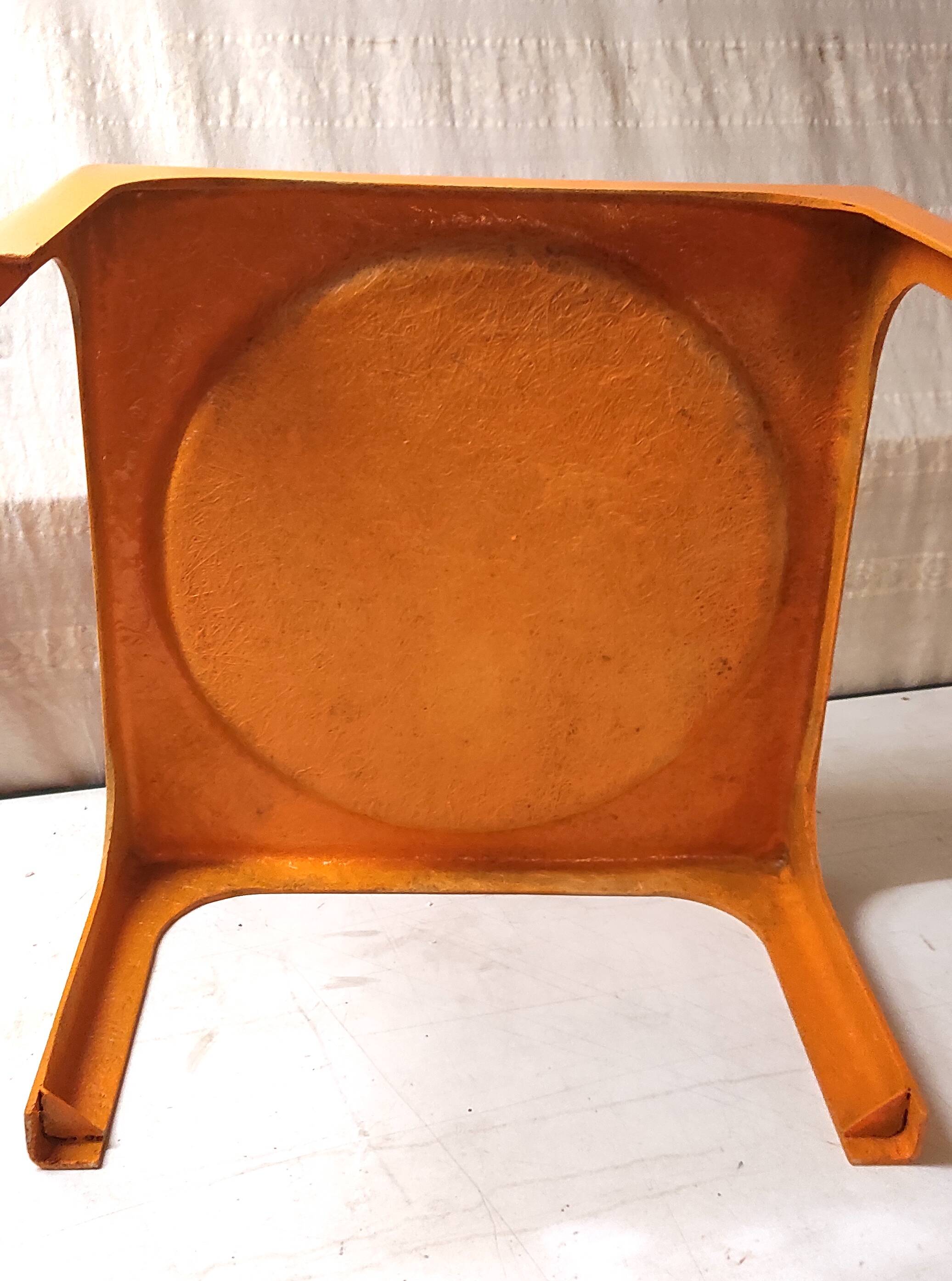 Orange fiberglass coffee table - 70s